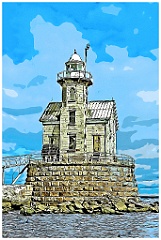 Weathered Stratford Shoal Light Made of Stone -Digital Painting